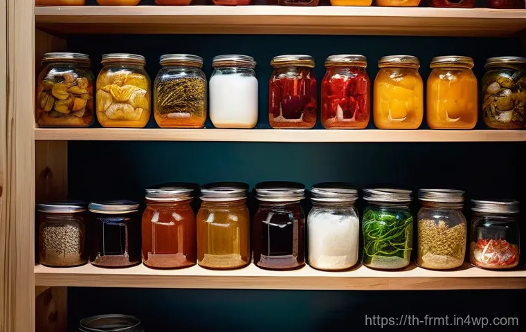 도시 발효실 운영을 위한 교육 자료 - **Diverse Ferments and Daily Care**
    An eye-level view of a bustling yet impeccably clean ferment...