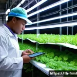 도시 발효실 운영을 위한 고객 맞춤형 마케팅 - **Urban Farming Innovation:** A brightly lit, high-tech urban vertical farm. Rows of vibrant green l...
