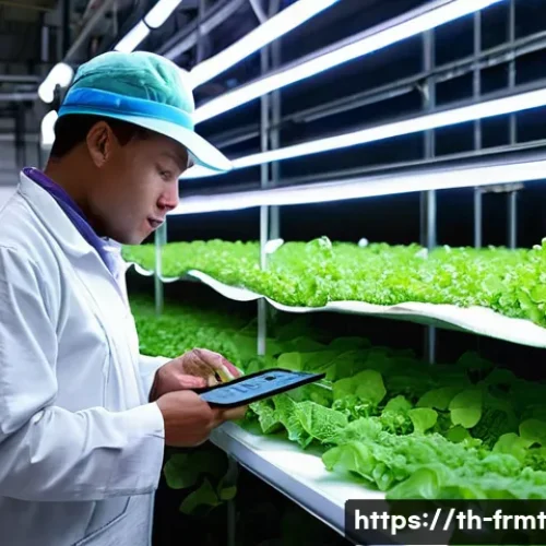 도시 발효실 운영을 위한 고객 맞춤형 마케팅 - **Urban Farming Innovation:** A brightly lit, high-tech urban vertical farm. Rows of vibrant green l...